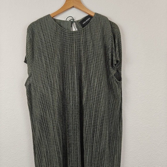 Anthropologie Sabina Musayev Textured Green Short Sleeve Midi Dress Size LG - Picture 2 of 12